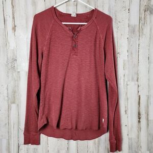 Lucky Brand Henley Top Rustic Red Size Medium